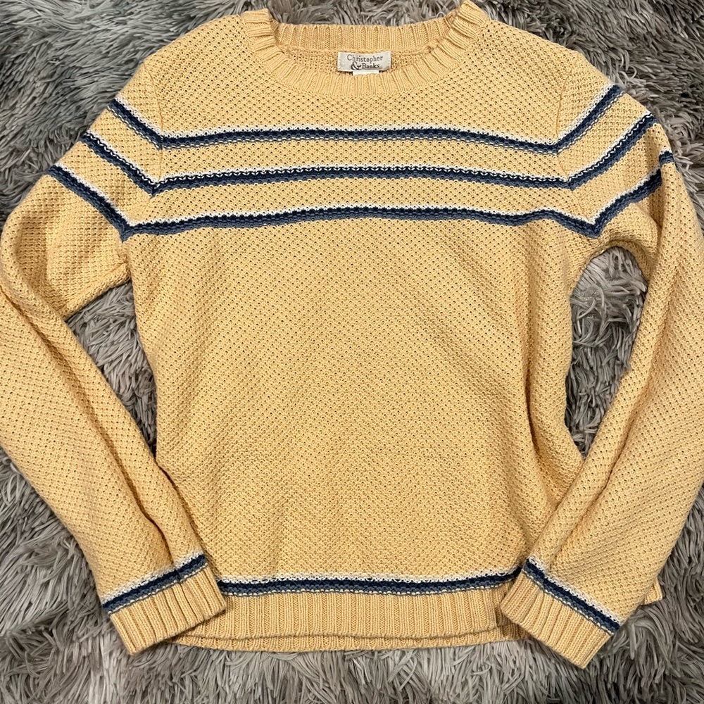 Christopher & Banks Yellow Sweater with Small Shoulder Pads